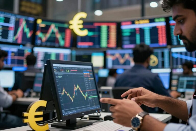 Personnes échangeant des actions sur un marché financier.