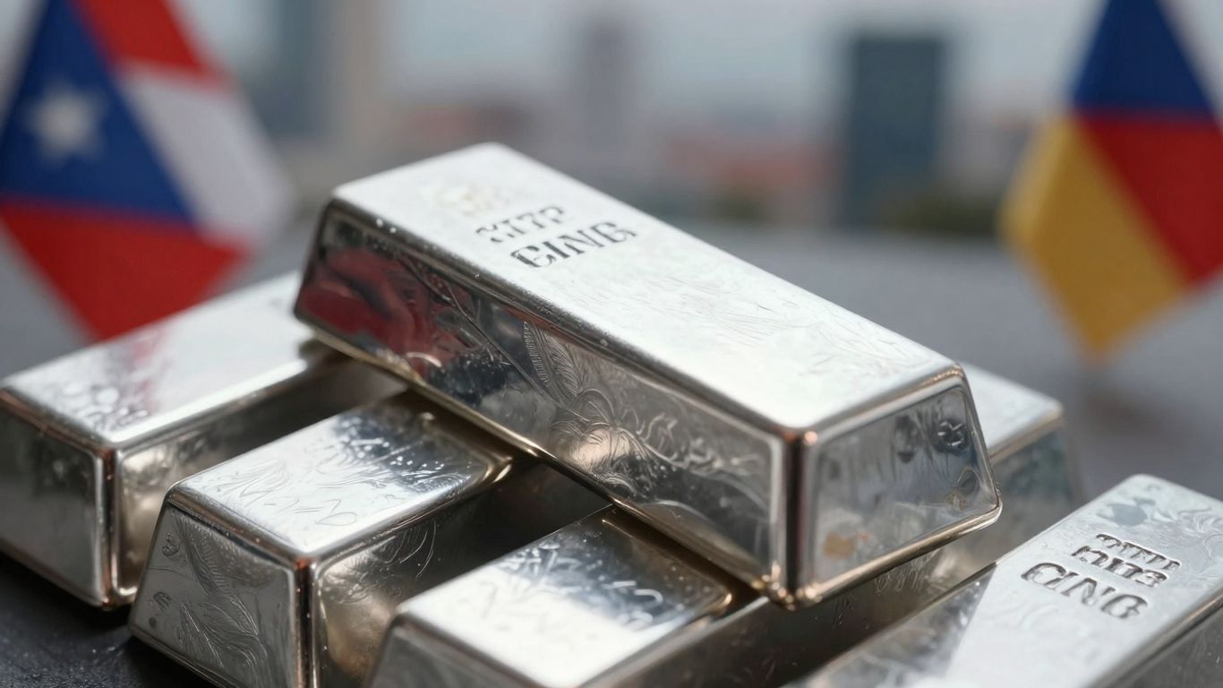 Lingots d'argent empilés atteignant un sommet historique.