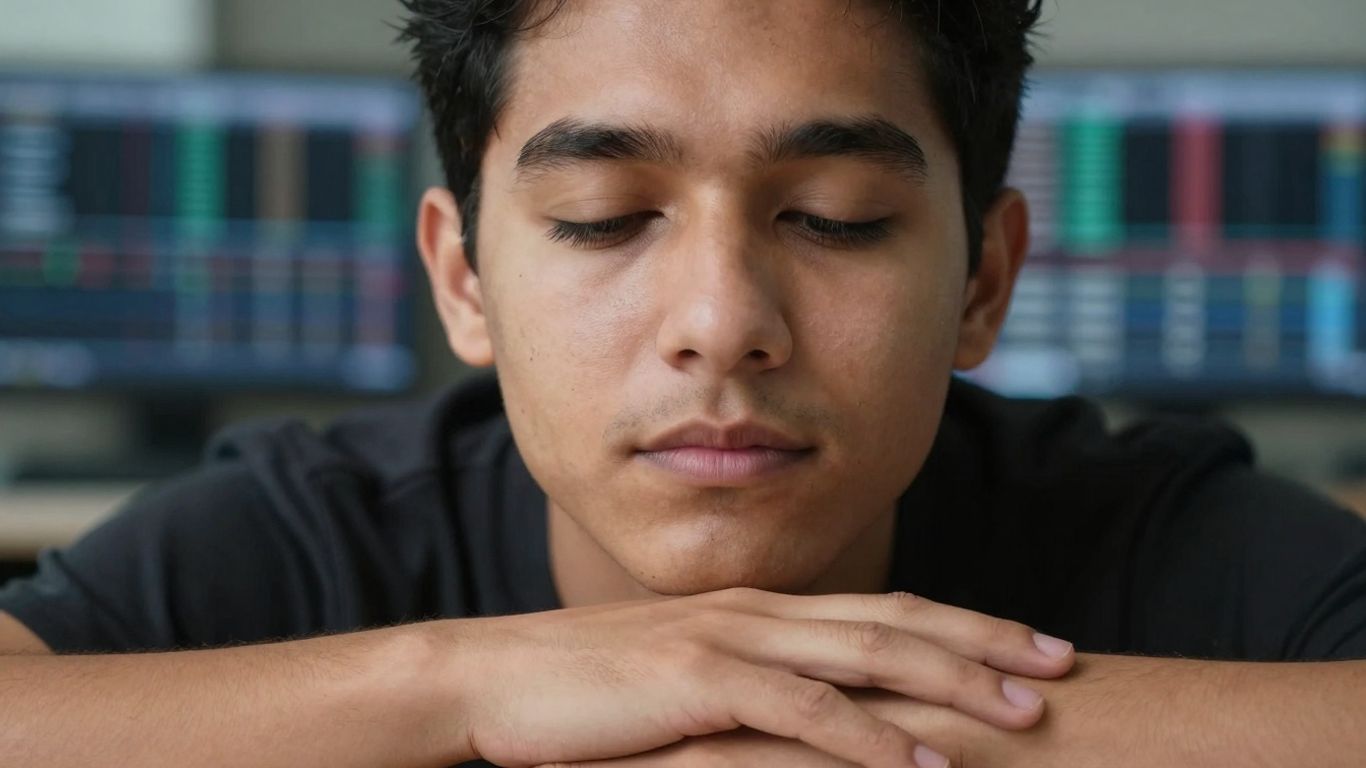 Visage calme et concentré d'un trader.