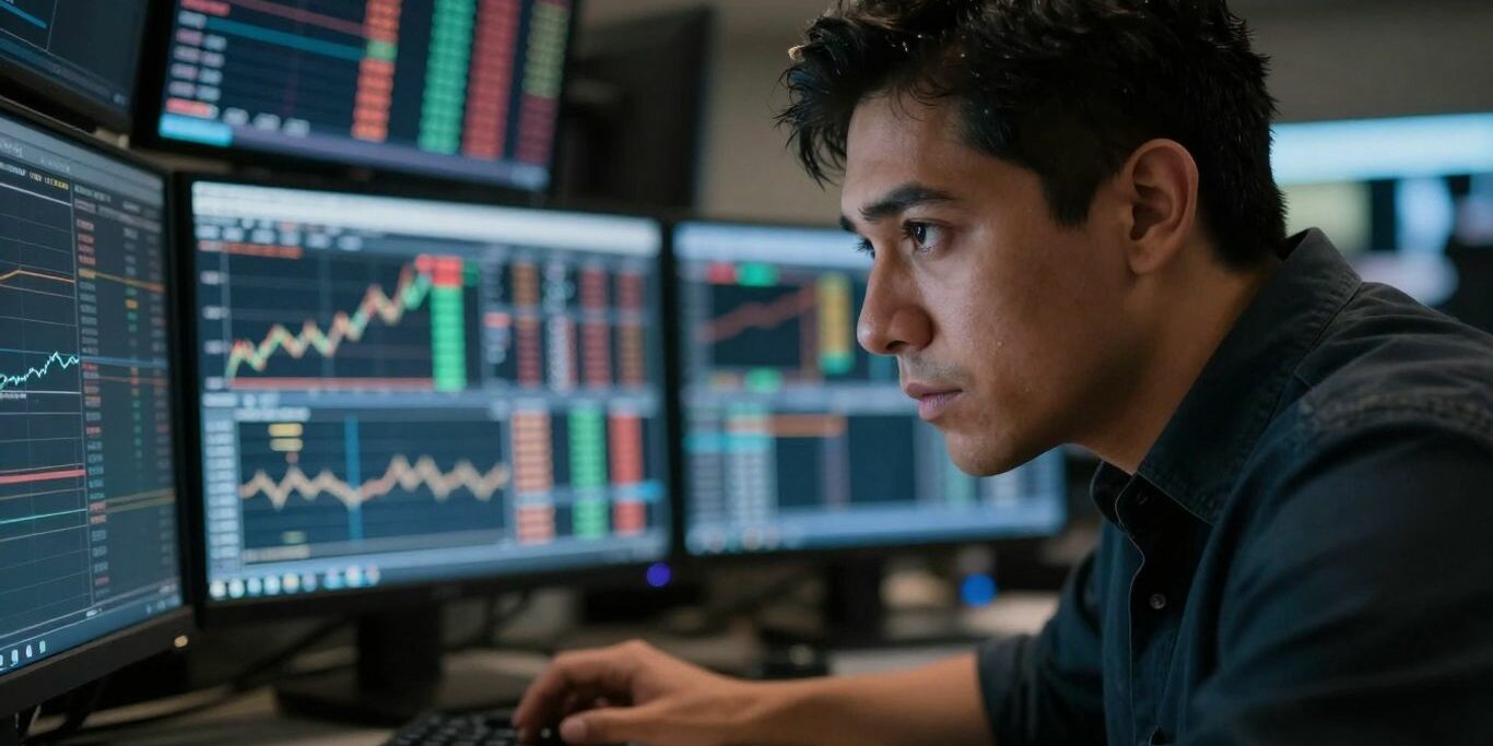 Trader concentré sur un écran de trading