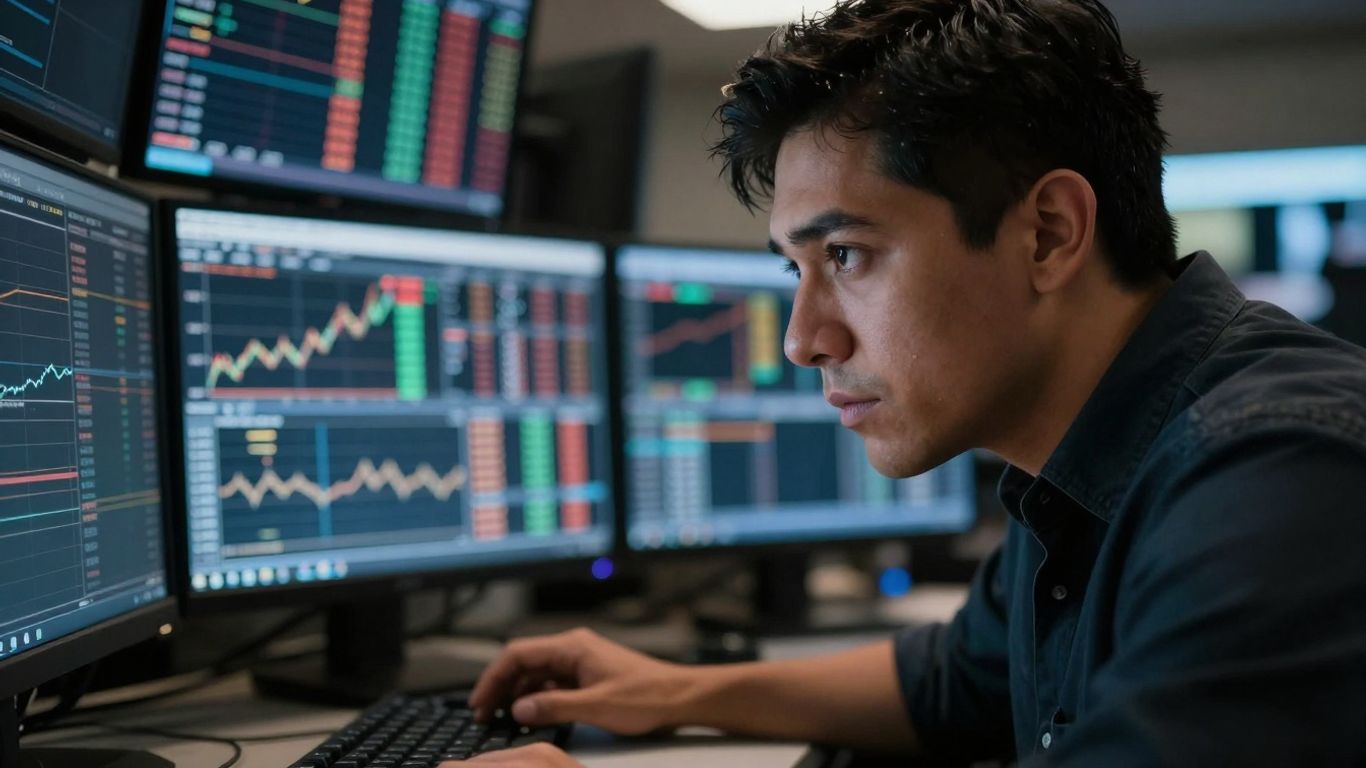 Trader concentré sur un écran de trading